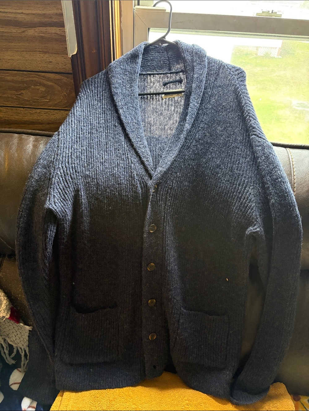 Vintage Navy Shawl Collar Button Cardigan